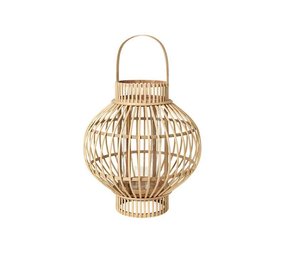 Broste Copenhagen Linterna Globus bambú / vidrio-Ø36XH40CM