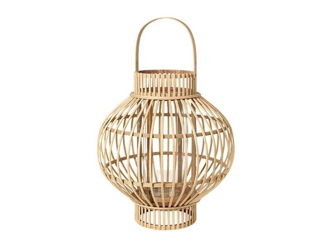 Broste Copenhagen Globus lantern bamboo / glass-Ø36XH40CM