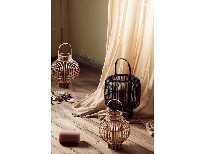 Broste Copenhagen Globus lykta bambu / glas-Ø36XH40CM
