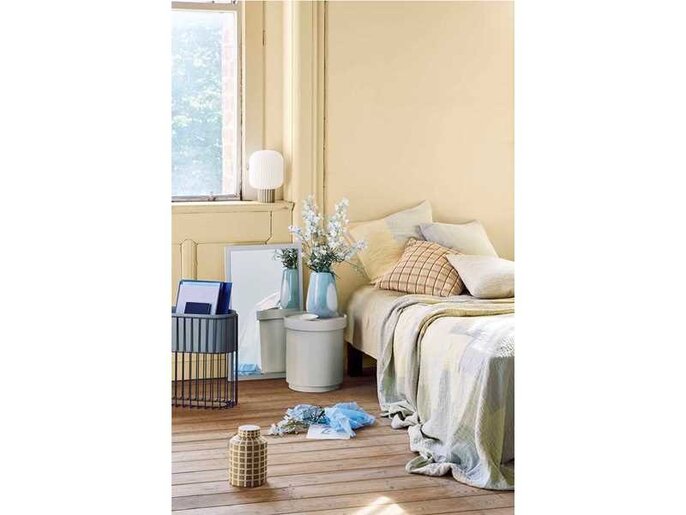 Broste Copenhagen Patch bedsprei - banana yellow/blue