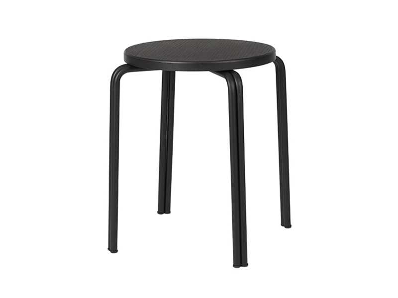 Broste Copenhagen Oda stool iron/ash veneer - black