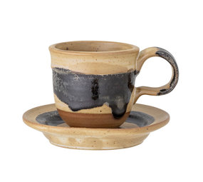 Bloomingville Tasse à expresso Solange avec soucoupe - lot de 4 Bloomingville Tasse à expresso Solange avec soucoupe - lot de 4