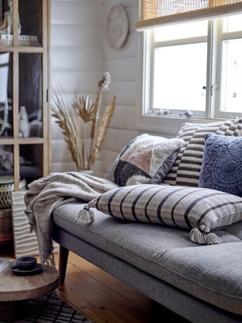 Bloomingville Coussin Adin - bleu