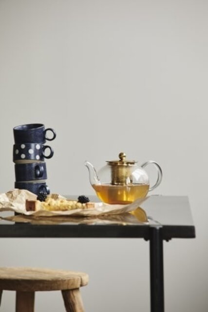 Nordal Tasses à thé granuleuses bleu foncé - set de 4 pièces
