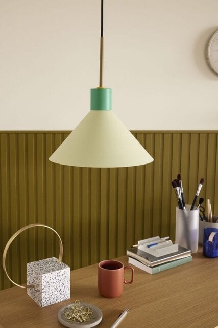 Hubsch Hengende lampe metall - brun/grønn/gul