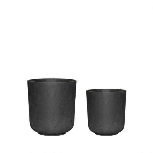 Hubsch Pots de fleurs noirs - lot de 2 pièces