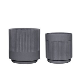 Hubsch Plaster pots gray - set of 2 pieces
