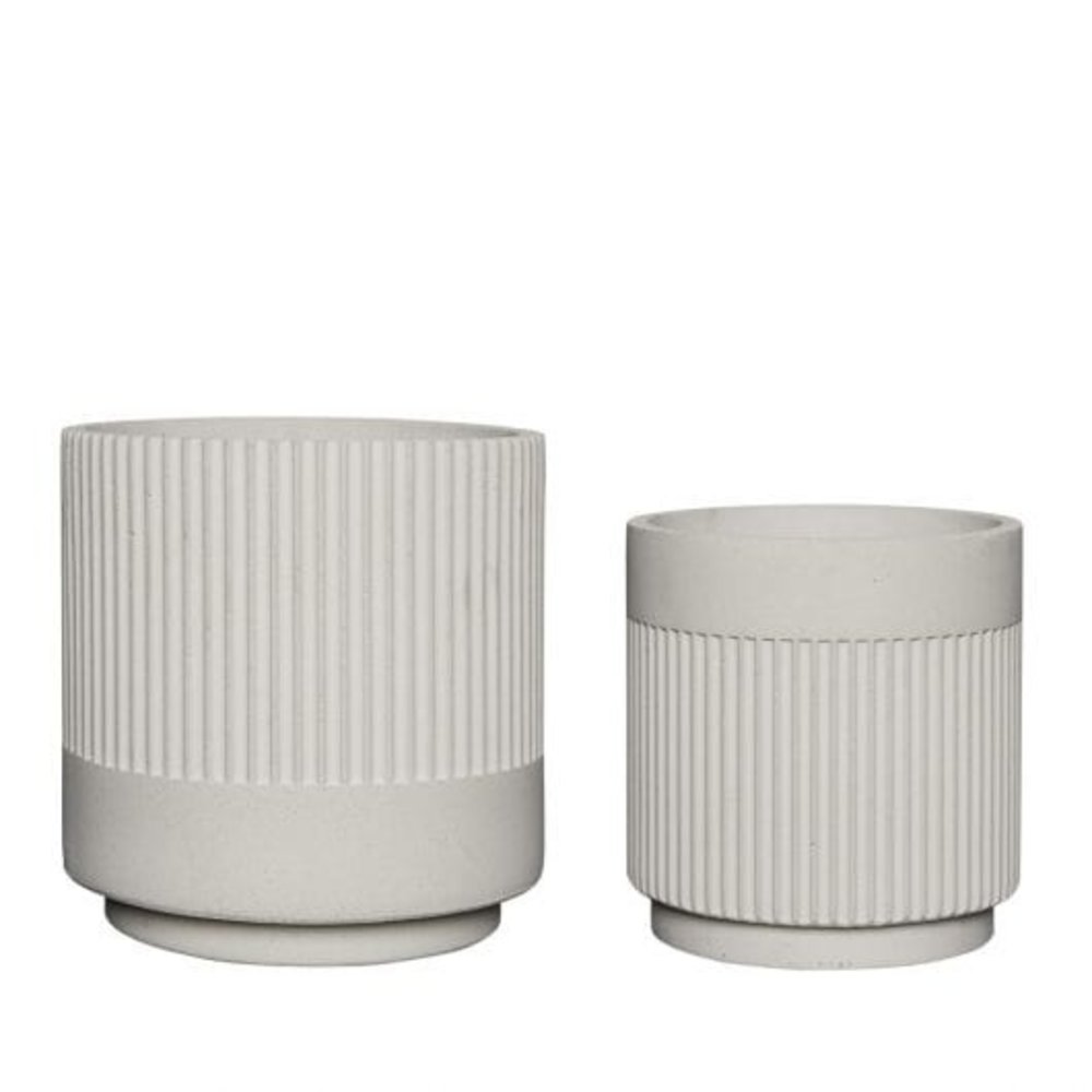 Hubsch Pots en plâtre blanc - lot de 2 pièces