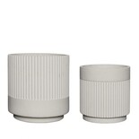 Hubsch Pots en plâtre blanc - lot de 2 pièces