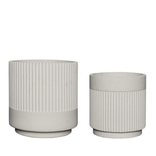Hubsch Plaster potten wit - set van 2 stuks