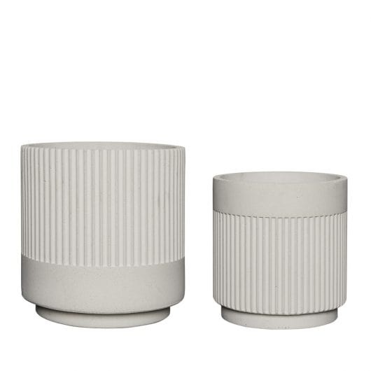 Hubsch Pots en plâtre blanc - lot de 2 pièces