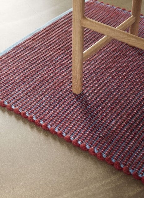 Hubsch Vloerkleed wol - blauw/bordeaux