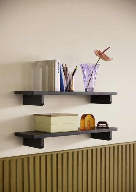 Hubsch Wall shelf oak veneer - black Hubsch Wall shelf oak veneer - black