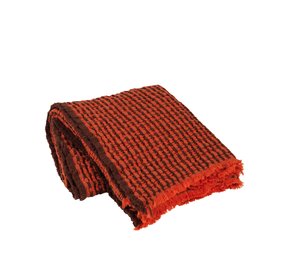 Broste Copenhagen Linda rutete gresskar/oransje - 130x180cm