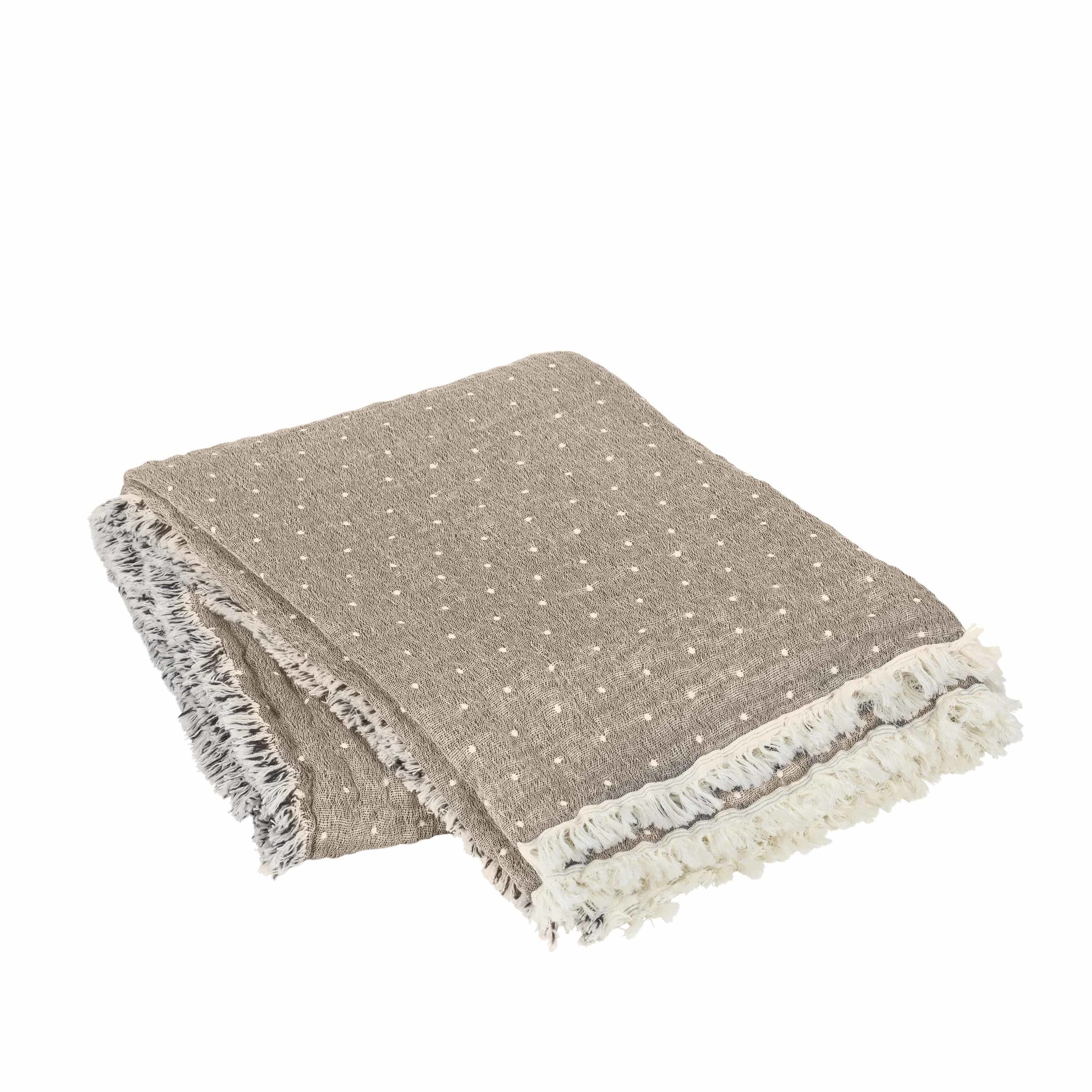 Broste Copenhagen Plaid Paula beige/écru - 130x180cm