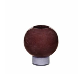 Broste Copenhagen Mari vaso vetro puce/rilievo orchidea - Ø20xh21cm