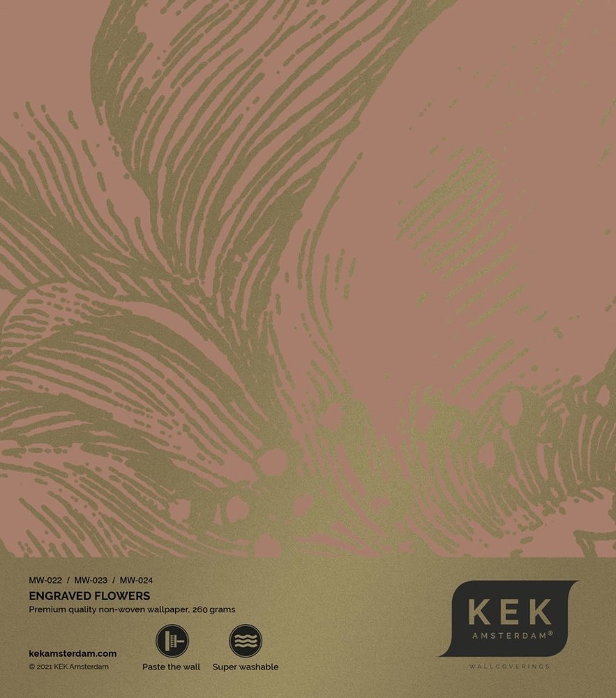 KEK Amsterdam Gravert blomster gull tapet MW-024 - 400x280cm