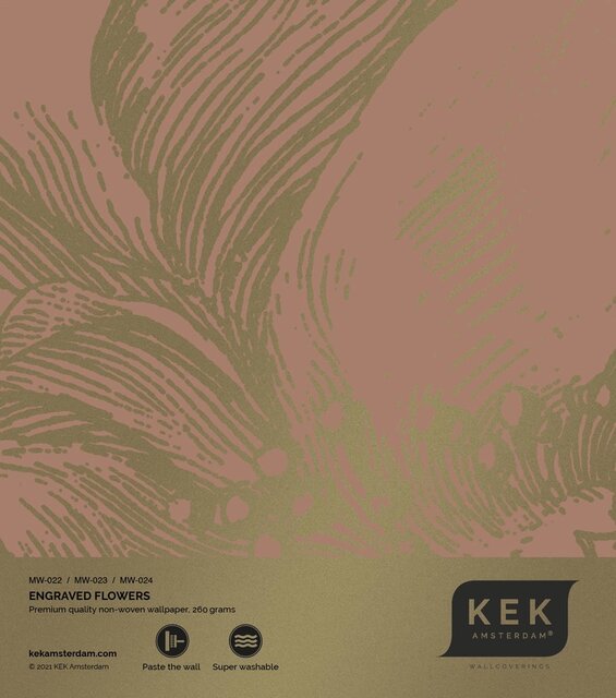 KEK Amsterdam Graverade blommor guld tapet MW-024 - 400x280cm
