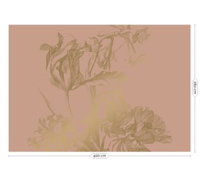 KEK Amsterdam Gravert blomster gull tapet MW-024 - 400x280cm