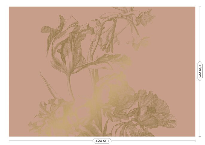 KEK Amsterdam Engraved flowers goud behang MW-024 - 400x280cm