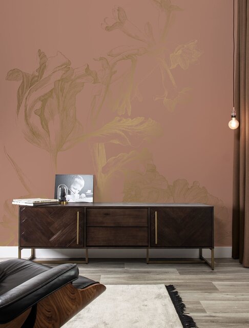 KEK Amsterdam Engraved flowers goud behang MW-023 - 300x280cm