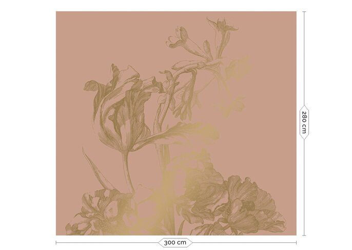 KEK Amsterdam Engraved flowers goud behang MW-023 - 300x280cm