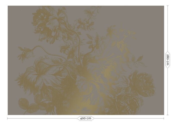 KEK Amsterdam Gravierte Blumen Goldtapete MW-018 - 400x280cm