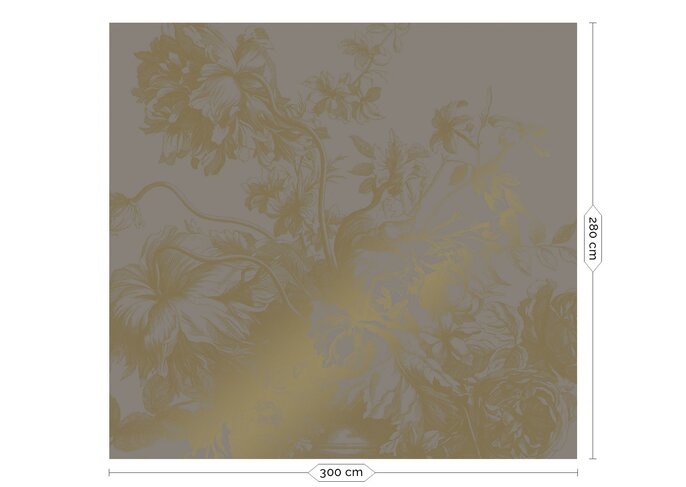 KEK Amsterdam Gravert blomster gull tapet MW-017 - 300x280cm