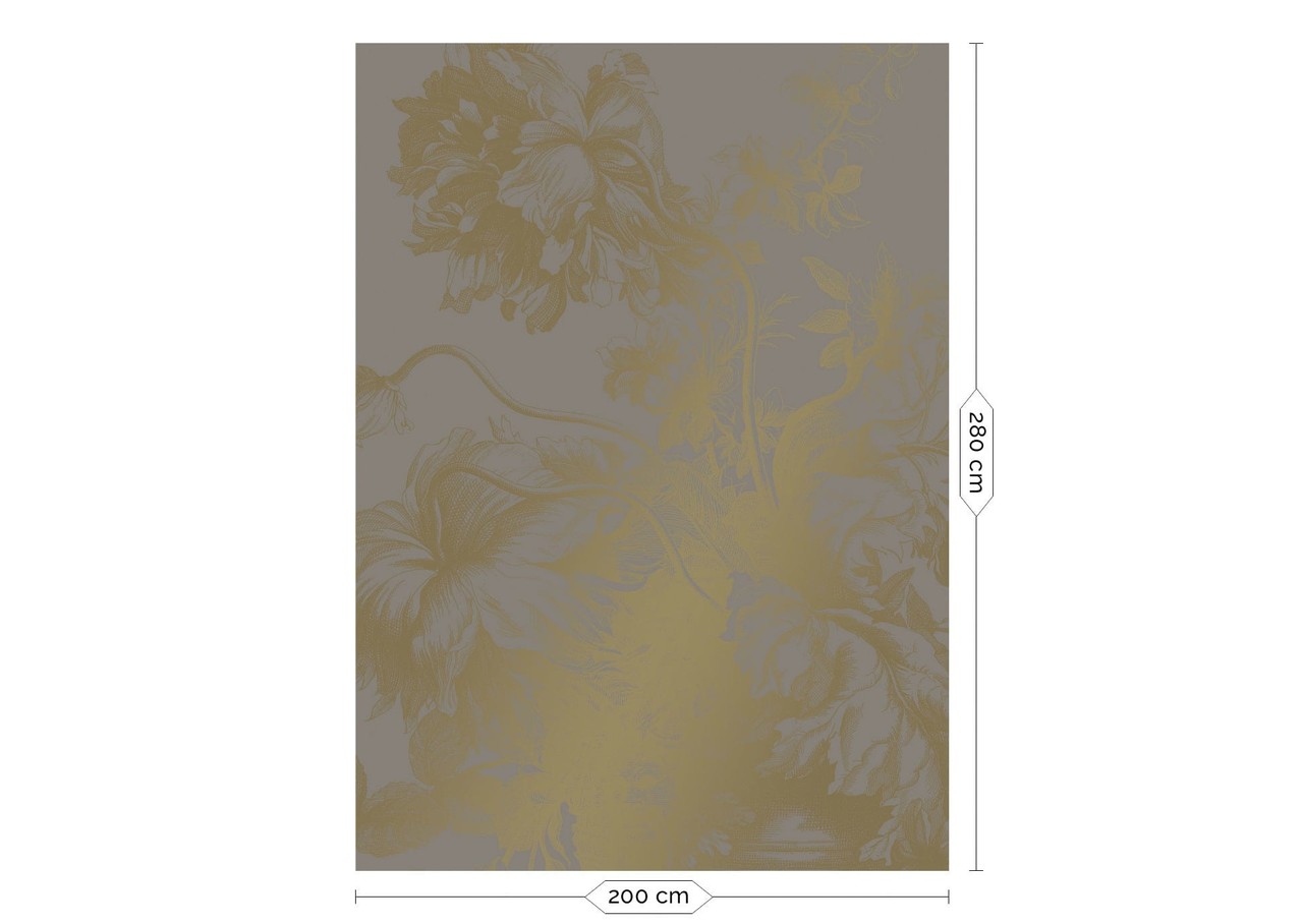 KEK Amsterdam Carta da parati dorata con fiori incisi MW-016 - 200x280cm KEK Amsterdam Carta da parati dorata con fiori incisi MW-016 - 200x280cm