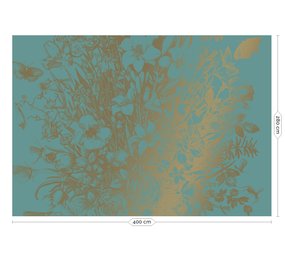KEK Amsterdam Engraved flowers goud behang MW-021 - 400x280cm