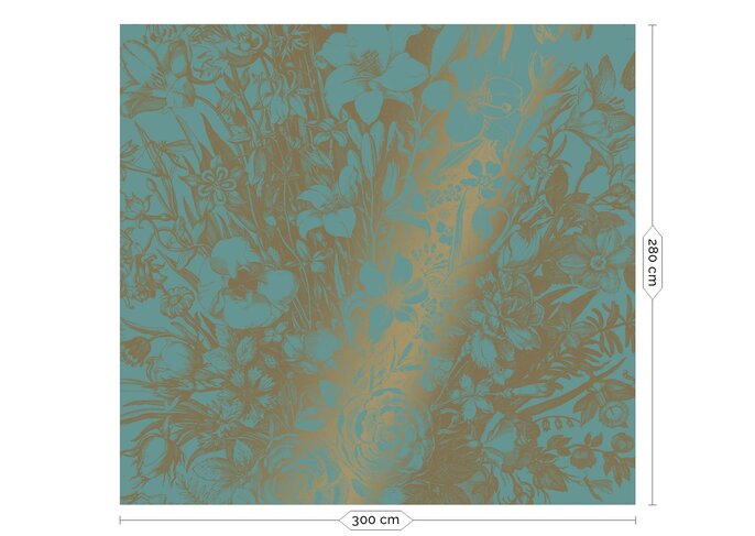 KEK Amsterdam Papel pintado dorado flores grabadas MW-020 - 300x280cm
