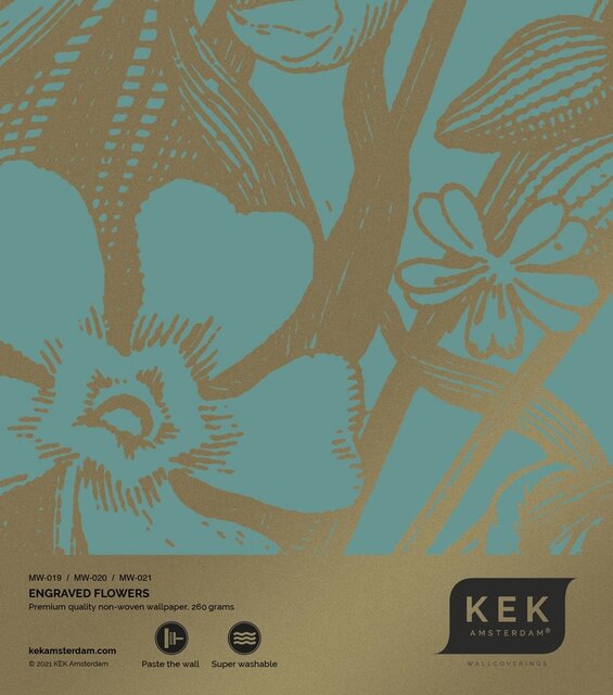 KEK Amsterdam Papel pintado dorado flores grabadas MW-020 - 300x280cm
