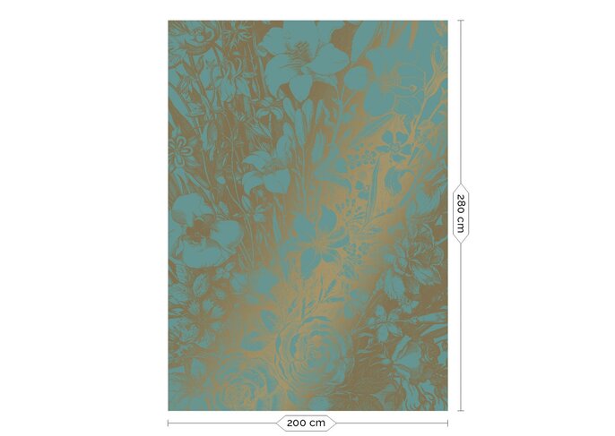 KEK Amsterdam Graverade blommor guld tapet MW-019 - 200x280cm