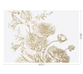 KEK Amsterdam Papier peint fleurs or gravé MW-030 - 400x280cm