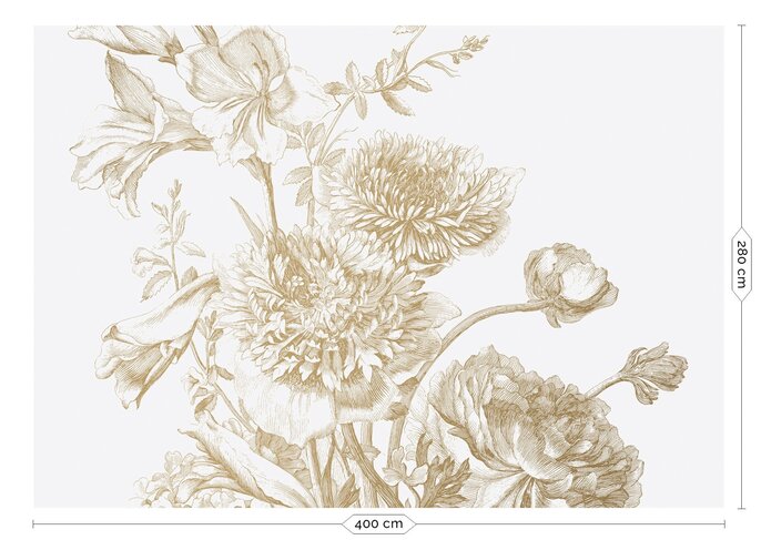 KEK Amsterdam Papier peint fleurs gravées or MW-030 - 400x280cm