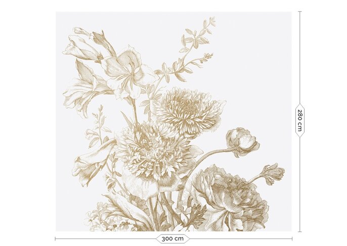 KEK Amsterdam Carta da parati dorata con fiori incisi MW-029 - 300x280cm