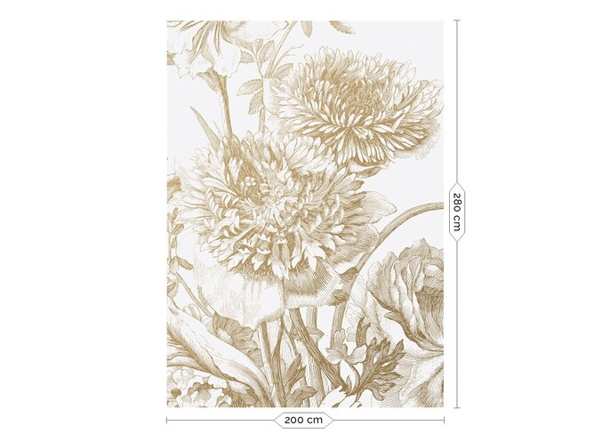 KEK Amsterdam Graverade blommor guld tapet MW-028 - 200x280cm
