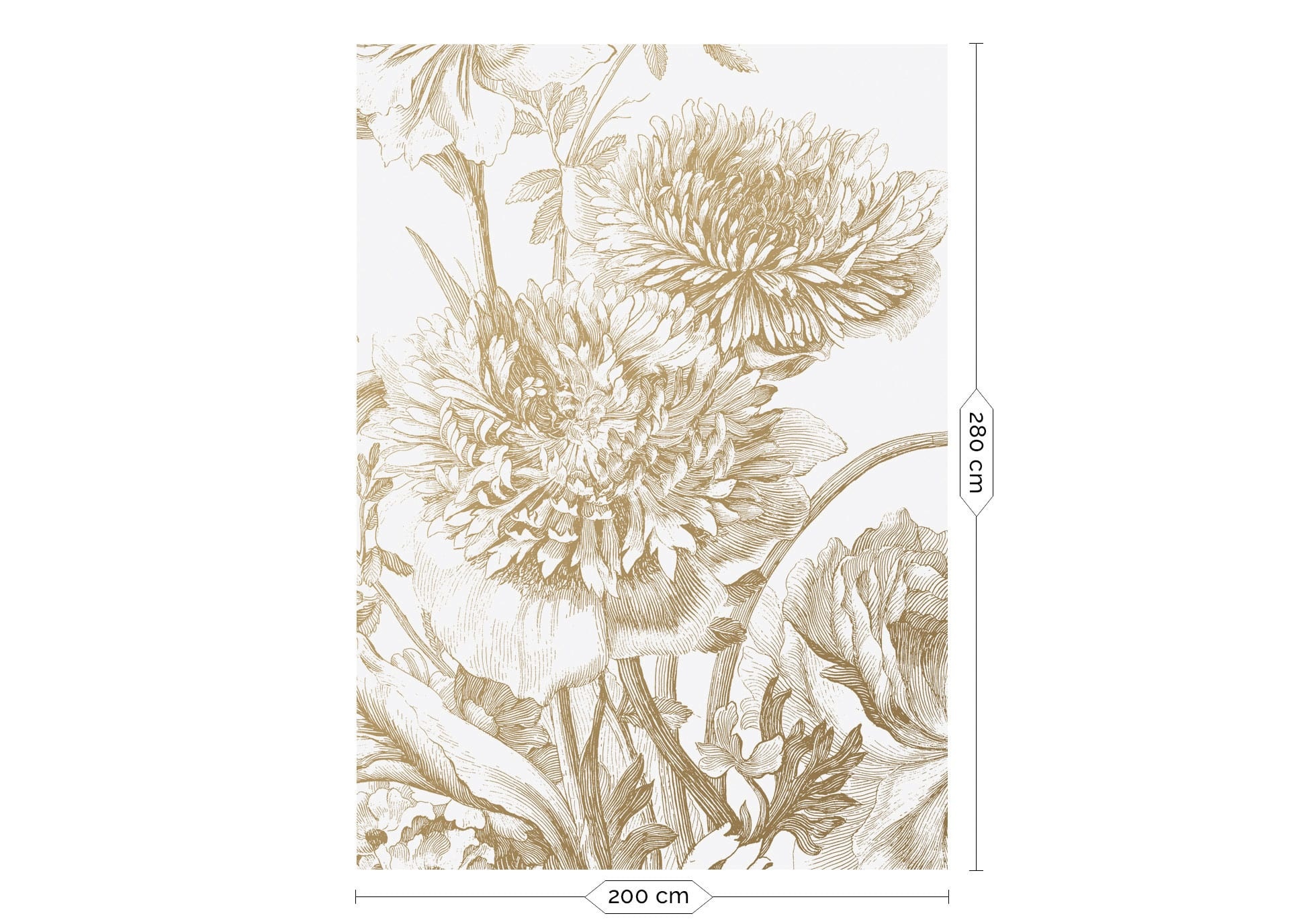 KEK Amsterdam Papier peint fleurs gravées or MW-028 - 200x280cm