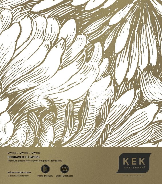KEK Amsterdam Graverade blommor guld tapet MW-028 - 200x280cm