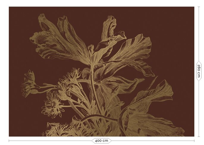 KEK Amsterdam Gravert blomster gull tapet MW-027 - 400x280cm