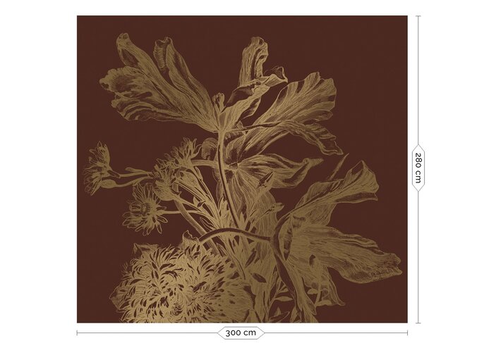 KEK Amsterdam Graverade blommor guld tapet MW-026 - 300x280cm