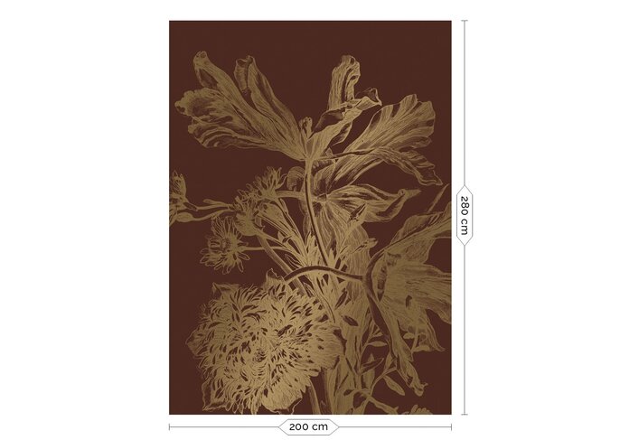 KEK Amsterdam Graverade blommor guld tapet MW-025 - 200x280cm