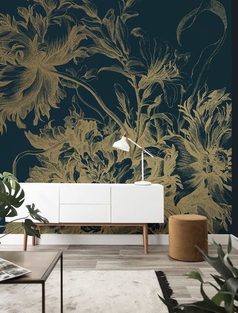 KEK Amsterdam Indgraveret blomster guld tapet MW-014 - 300x280cm