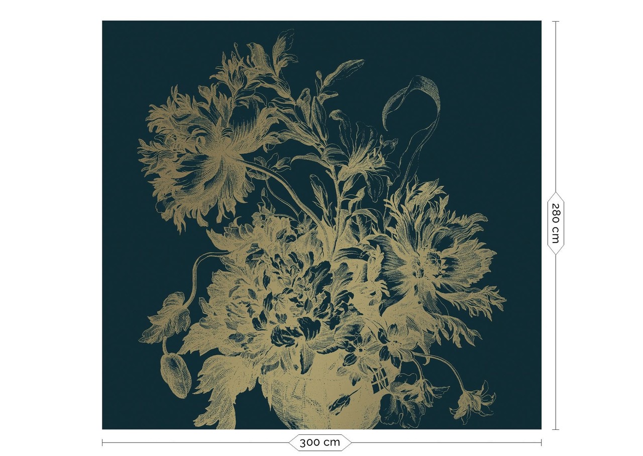 KEK Amsterdam Engraved flowers goud behang MW-014 - 300x280cm