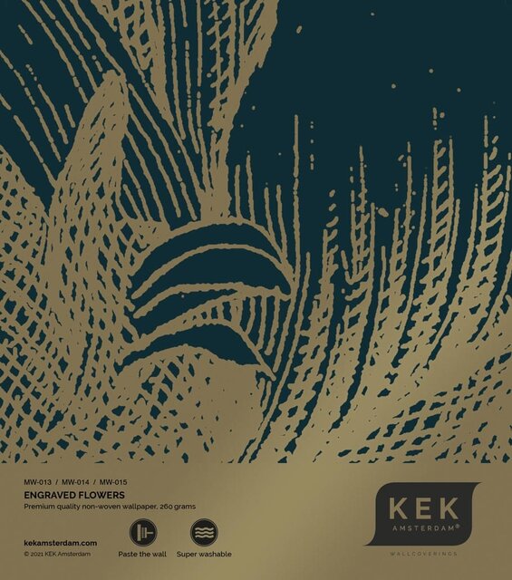 KEK Amsterdam Papel pintado dorado flores grabadas MW-014 - 300x280cm