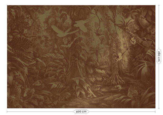 KEK Amsterdam Tropical landscapes goud behang MW-063 - 400x280cm