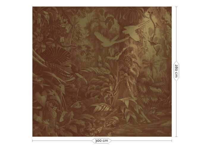 KEK Amsterdam Carta da parati dorata con paesaggi tropicali MW-062 - 300x280cm