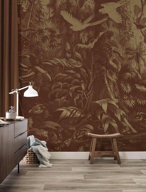 KEK Amsterdam Tropiska landskap guld tapet MW-061 - 200x280cm