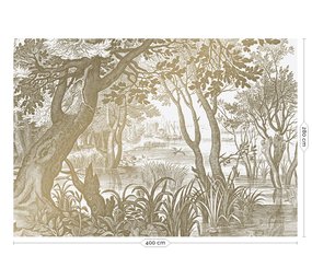 KEK Amsterdam Carta da parati dorata con paesaggi incisi MW-042 - 400x280cm