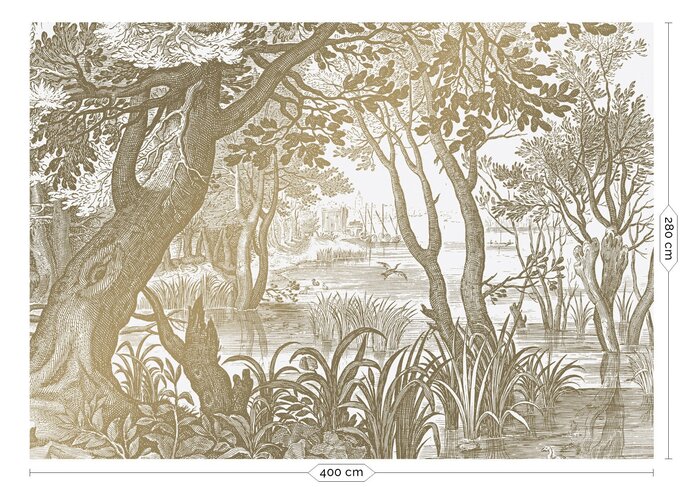 KEK Amsterdam Engraved landscapes gold wallpaper MW-042 - 400x280cm KEK Amsterdam Engraved landscapes gold wallpaper MW-042 - 400x280cm